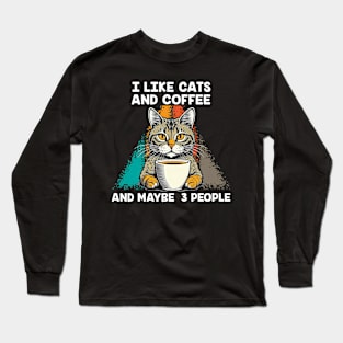 Funny And Cute Cat And Coffee lover Long Sleeve T-Shirt